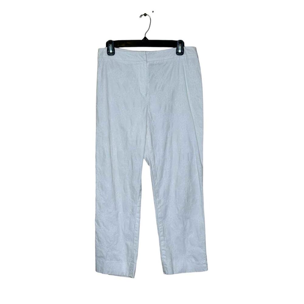 Jones New York Signature white floral textured cropped pants size 6
